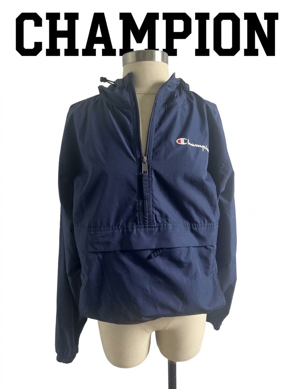 Champion Navy Pullover Windbreaker Jacket Size XS